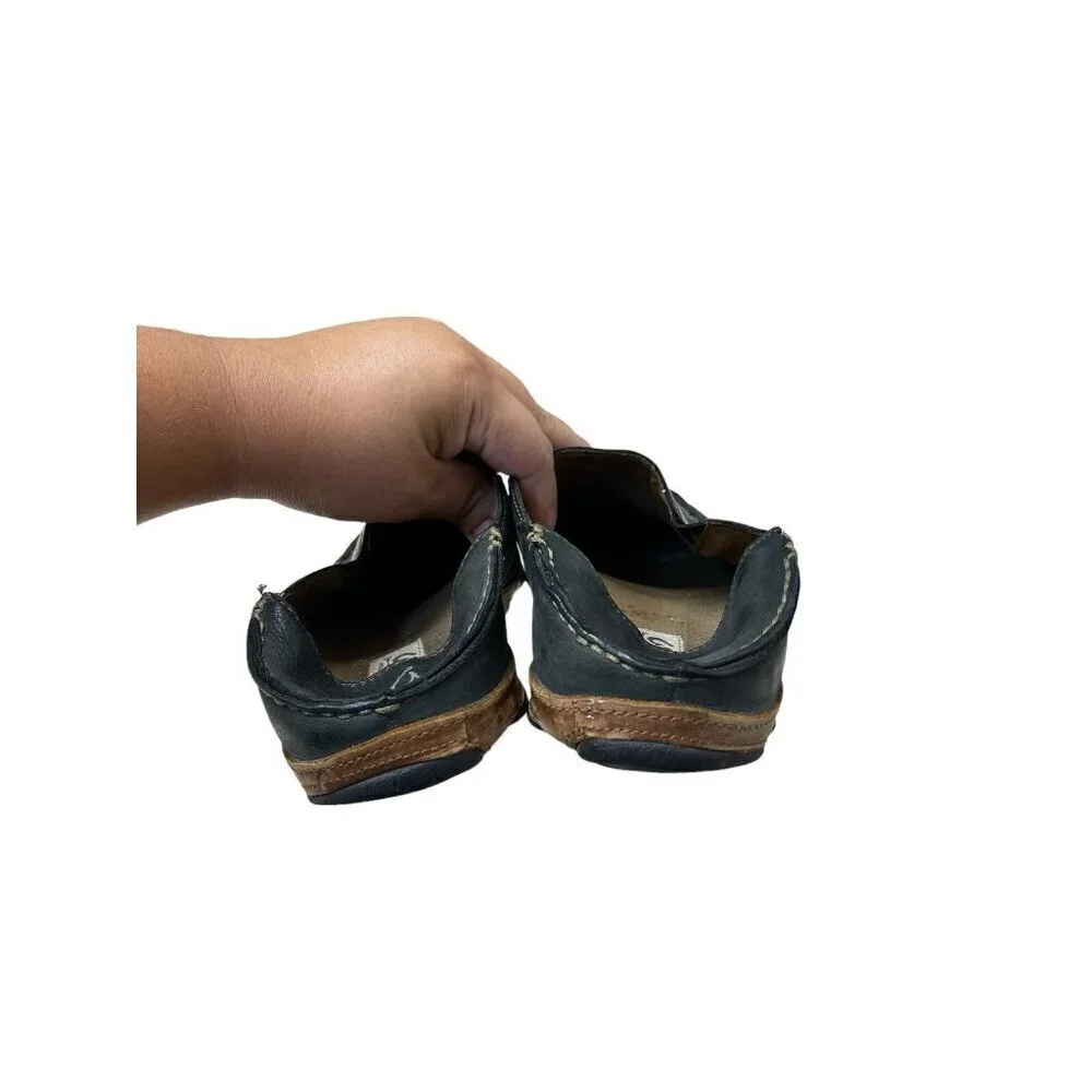 Olukai Moloa Slipper Size 8.5 Black Leather Casual Loafers Shoes 10128-4033